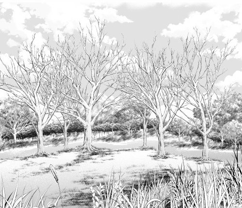 時間とコスト要らず 枯れ木ブラシ 白 で冬の風景を描く 漫画素材工房 Manga Materials