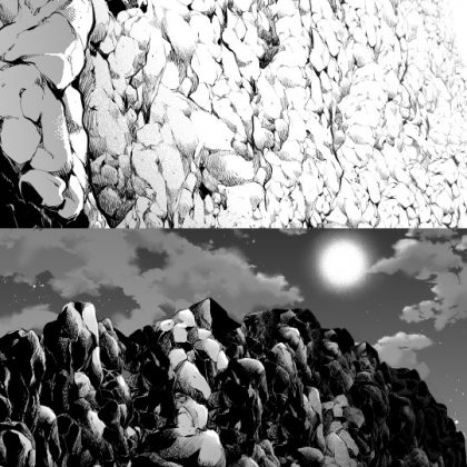 丸一日の作業が数十分で終わる 岩壁ブラシ 白 黒 洞窟のメイキング 漫画素材工房 Manga Materials