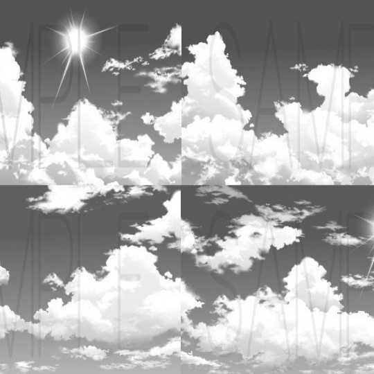 入道雲トーン4種 太陽セット 漫画素材工房 Manga Materials