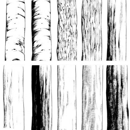 遠近と奥行きがポイント 幹枝根ブラシ素材 光差し込む林の描き方 漫画素材工房 Manga Materials