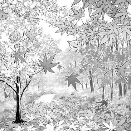 秋の素材 もみじブラシで描く落ち葉風景 漫画素材工房 Manga Materials