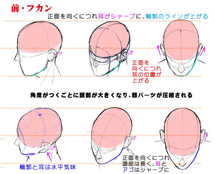 アオリ フカンを克服する 頭部 顔の描き方 漫画素材工房 Manga Materials